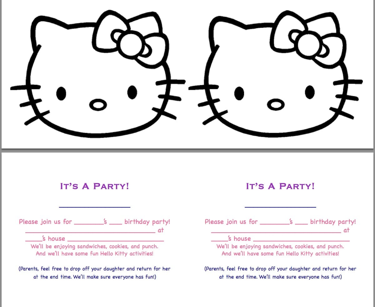 Doc    Hello Kitty Party Invites Free Printable â Pretty Practical
